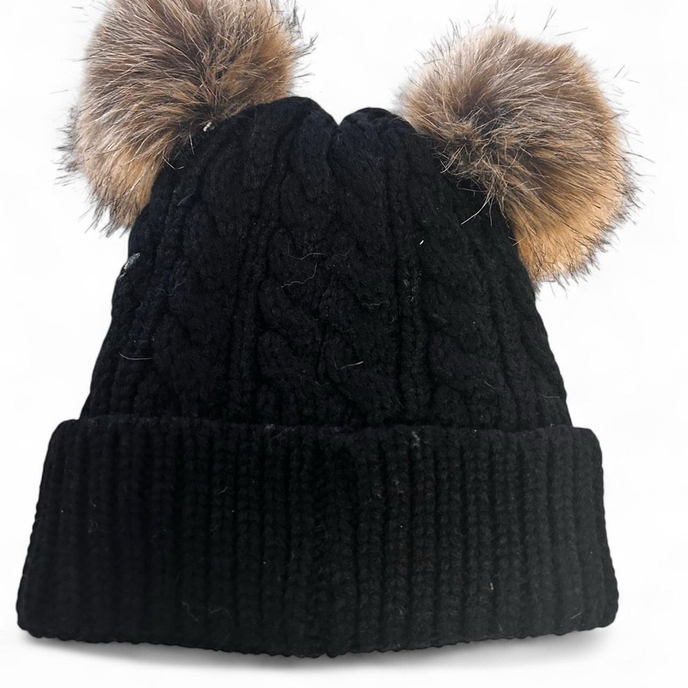 Arctic Paw super warm/insulated Black winter outdoor beanie w faux fur